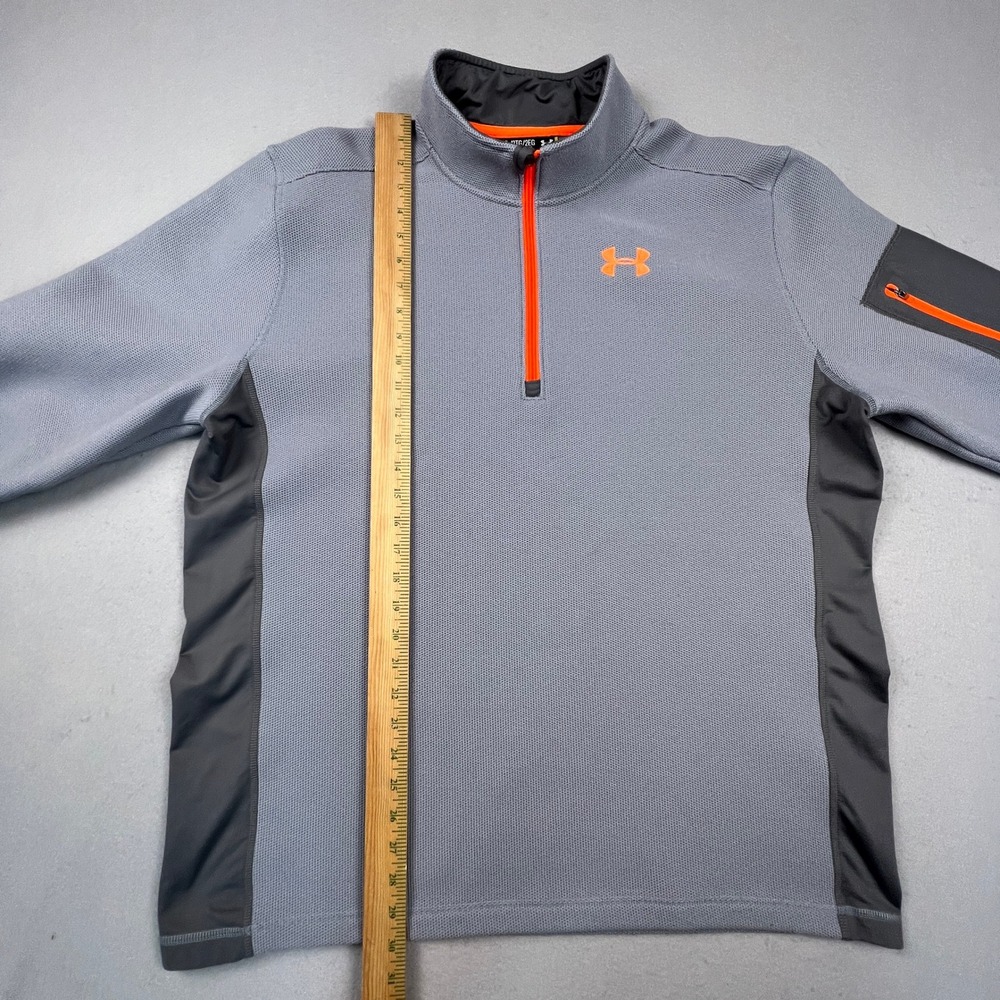 Under Armour Quarter Zip Pullover Mens 2XL Grey Orange Athletic Fleece Gym Top - Picture 11 of 15